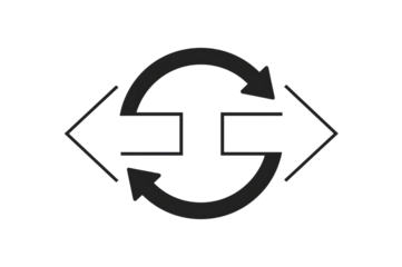 Interchange Icon: A concise, modern graphic design showcasing an interchange symbol, representing ideas of transition, flow, and circular exchange, rendered in a minimalistic style.