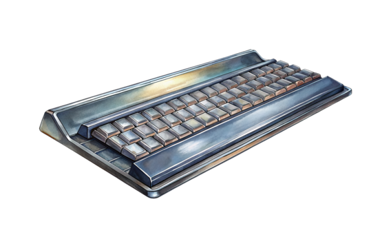 Artistic Rendering of a Futuristic Metallic Keyboard on a Black Background - Powered by Adobe