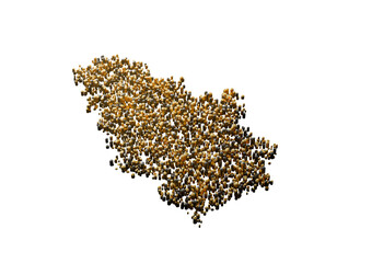 Serbia Map Made Of High Quality Premium Golden Metallic Copper Brass Pillars 3D Illustration