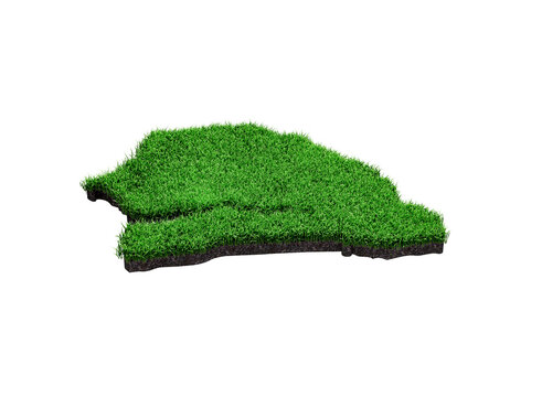 Senegal Map soil land geology cross section with green grass and Rock ground texture 3d illustration