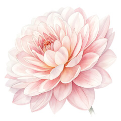 Obraz premium Delicate pink dahlia flower with soft petals on white background