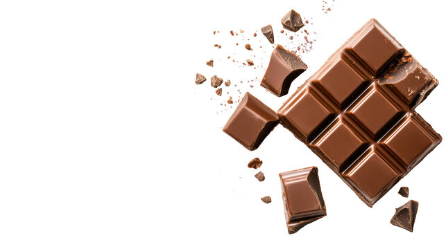 Chocolate Bar with Crumbs on Transparent Background