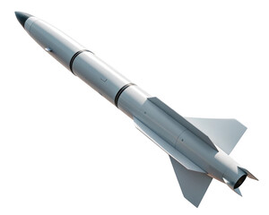 Missile isolated on transparent background is ready to launch to the sky above