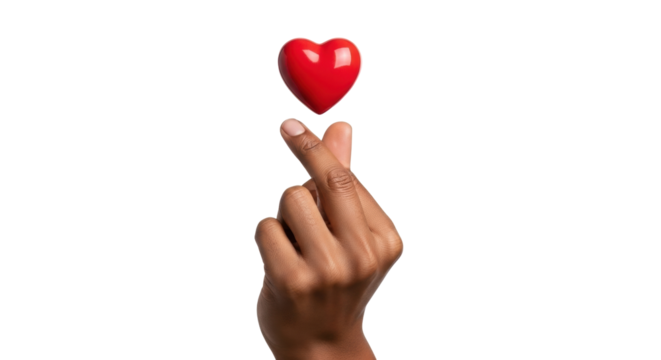 Isolated hand forming mini heart with fingers and thumb, with a three-dimensional heart shape - Powered by Adobe