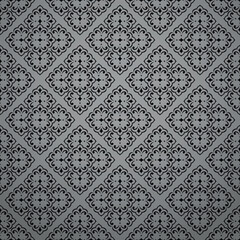 Flower geometric pattern. Seamless vector background. Gray and black ornament. Ornament for fabric, wallpaper, packaging. Decorative print