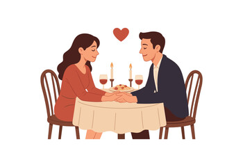 Obraz premium romantic dinner love flat vector illustration style isolated on white background