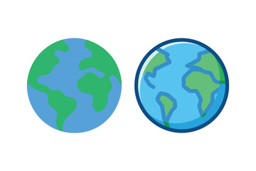 Two colorful depictions of earth one with and one without a border