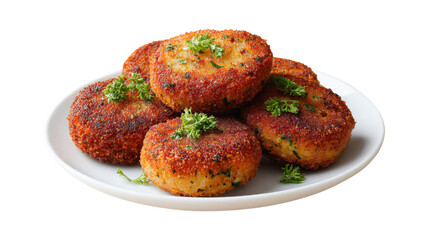 Aloo Tikki on a plate isolated on a white background