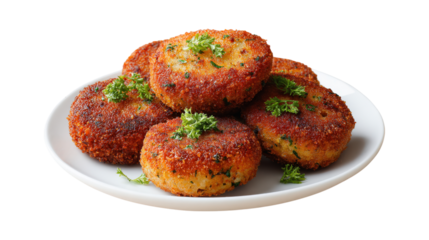 Aloo Tikki on a plate isolated on a white background