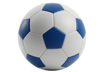 Fototapeta premium Isolated soccer ball featuring blue and white pentagons, studio shot, classic sporting good
