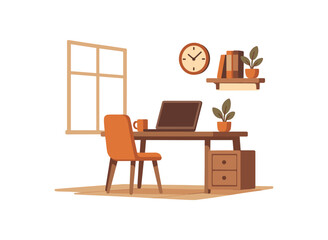 workspace with sunlight productivity flat vector illustration style isolated on white background