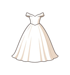 wedding dress wedding flat vector illustration style isolated on white background