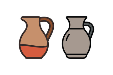 Two ceramic vases one brown and one gray illustrated in a simple style
