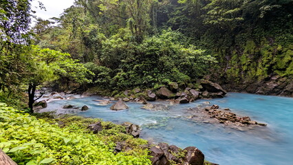 Rio Celeste Waterfall and pool in Tenorio Volcano National Park, Alajuela Province, Costa Rica