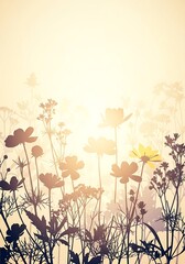 Naklejka premium Silhouetted wildflowers against a warm golden sunrise, evoking peacefulness