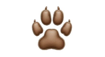 Isolated brown furry paw print, a graphic element for animal lover content and wildlife projects