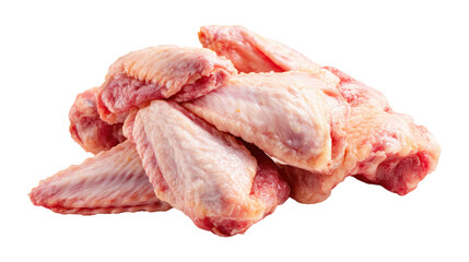  Beautifully arranged raw chicken wings, ready to soak up your favorite marinades for a tasty culinary adventure, isolated on a white background