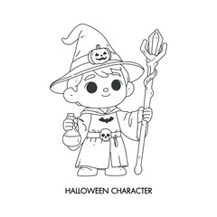 Charecter of Halloween Day lineal handdrawn