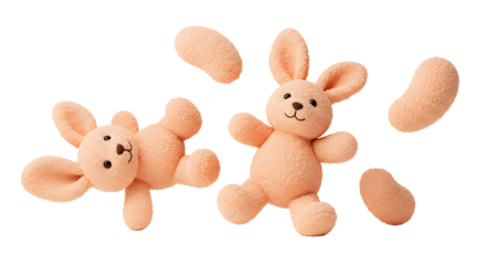 BABY TOYS - Soft plush bunny toys with detached arms and legs isolated on white background, perfect for children's play and toy repair projects