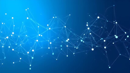 Dotted network with connecting lines on a blue gradient background. - Powered by Adobe