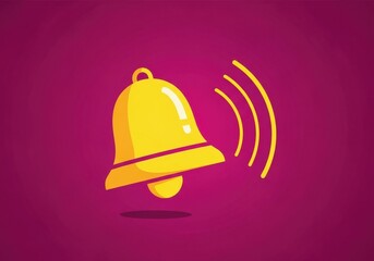 Fototapeta premium Yellow Notification Bell Icon on Vibrant Background for Alert or Reminder 
