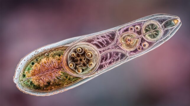Paramecium microscopic organism detailed view