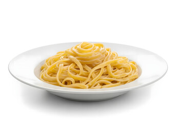 Bowl of spaghetti with tomato sauce on a plate