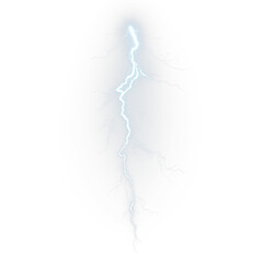 A vivid lightning bolt illustration with a glowing aura on a transparent background, perfect for adding dramatic effects in designs.