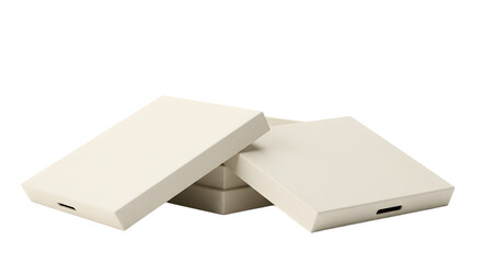 BABY TOYS - Stack of three blank white rectangular boxes with subtle shadows on a light background, ideal for product packaging or branding mockups