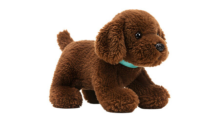 BABY TOYS - Cute brown stuffed dog toy with blue collar on white background, perfect for kids and gift ideas