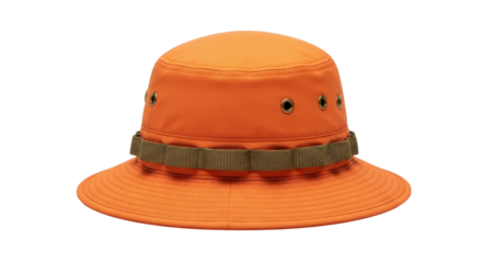 Isolated Orange Boonie Hat Protects from Sun & Provides Ventilation; Ideal for Outdoors