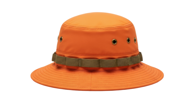 Isolated Orange Boonie Hat Protects from Sun & Provides Ventilation; Ideal for Outdoors