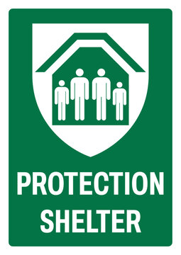 safety signs_emergency and first aid_OSHA-ANSI_uppercase text_protection shelter 