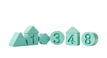 BABY TOYS - Pastel blue geometric wooden number blocks toy educational counting game for children perfect for learning and play