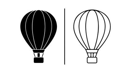 Obraz premium Hot air balloons outline and solid with transparent background