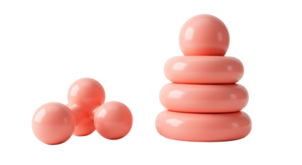 BABY TOYS - Plastic stacking toy with pastel pink rings and balls, early childhood educational toy, perfect for toddlers and preschool learning