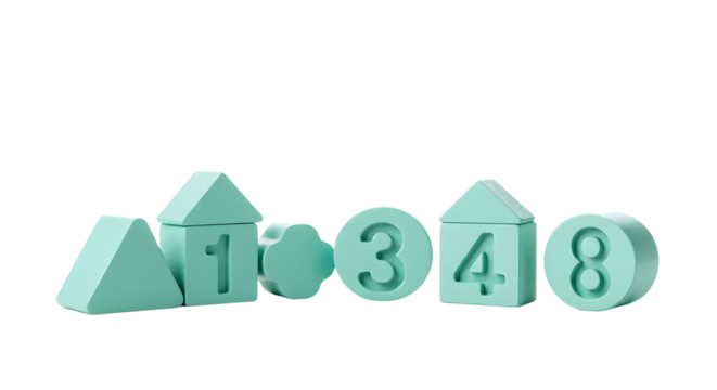 BABY TOYS - Pastel blue geometric wooden number blocks toy educational counting game for children perfect for learning and play