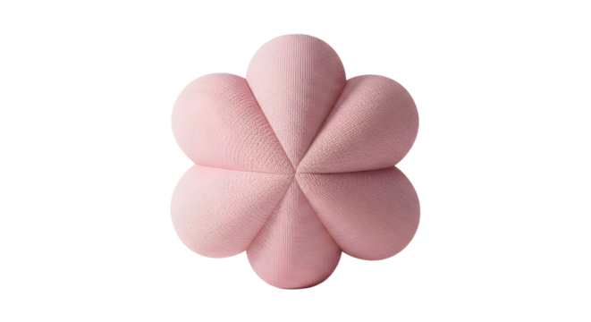 BABY TOYS - Pink fabric flower cushion with heart-shaped petals on black background, decorative home accessory