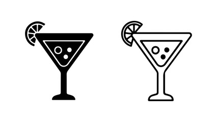 Martini glass with lemon slice with transparent background