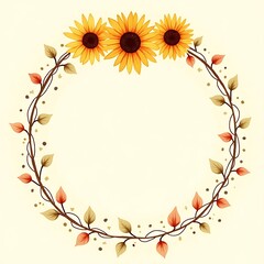 Watercolor Sunflower Wreath Frame
