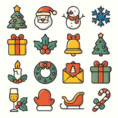 christmas icons set
