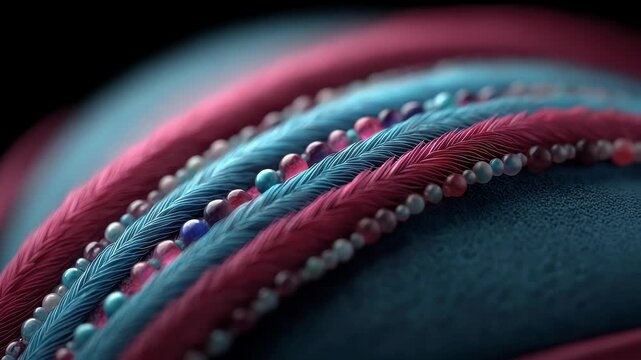Colorful Fibers Entwined with Glistening Pearlescence