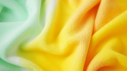 Draped Fabric With Tie Dye Effect In Green Yellow And Orange Hues graphic design isolated on a transparent background