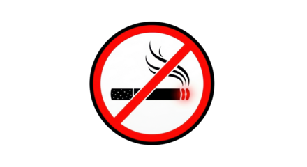 Isolated No Smoking Symbol Sign, a warning on a white backdrop. Prohibition of tobacco use
