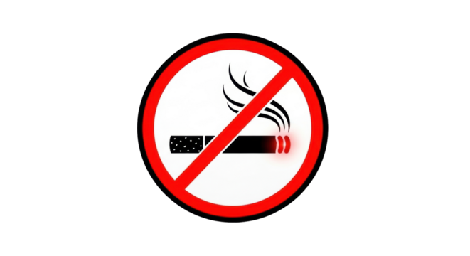 Isolated No Smoking Symbol Sign, a warning on a white backdrop. Prohibition of tobacco use