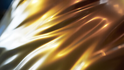 Abstract Golden Liquid Metal Surface With Reflective Waves And Highlights graphic isolated on a transparent background