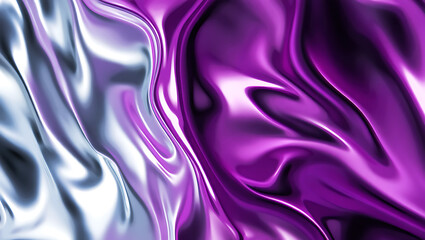 Abstract Purple And Silver Liquid Metal Surface With Flowing Waves graphic design isolated on a transparent background