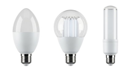 Isolated energy-efficient LED light bulbs, lighting for modern homes or offices, eco-friendly
