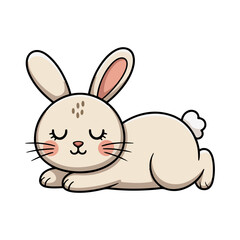 cute sleeping bunny rabbit line illustration