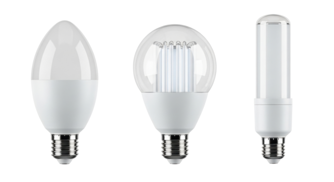 Isolated energy-efficient LED light bulbs, lighting for modern homes or offices, eco-friendly